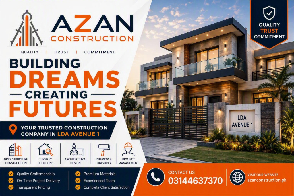 Best Construction Company in LDA Avenue 1 Azan Construction